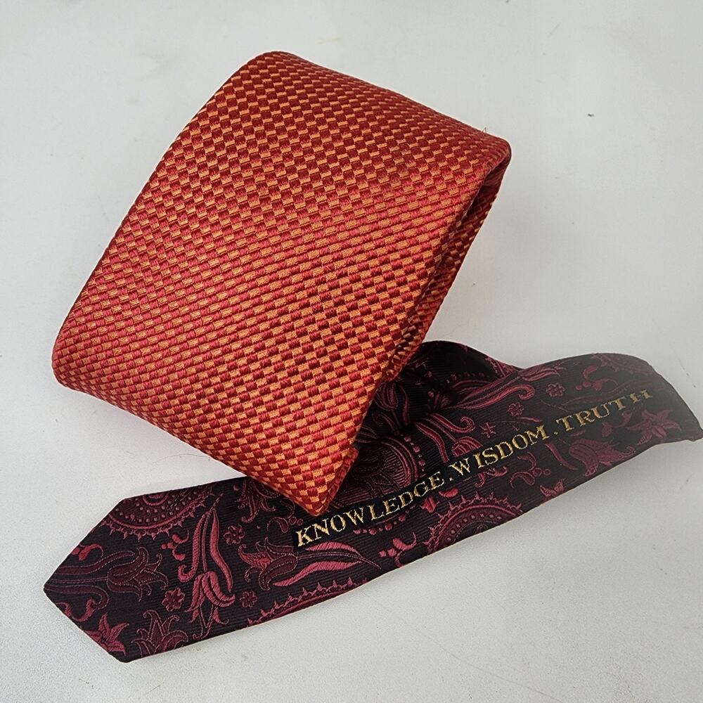 Robert Graham Orange Gold Geometric / Black Contrast 61" x 3.75" Silk Neck Tie